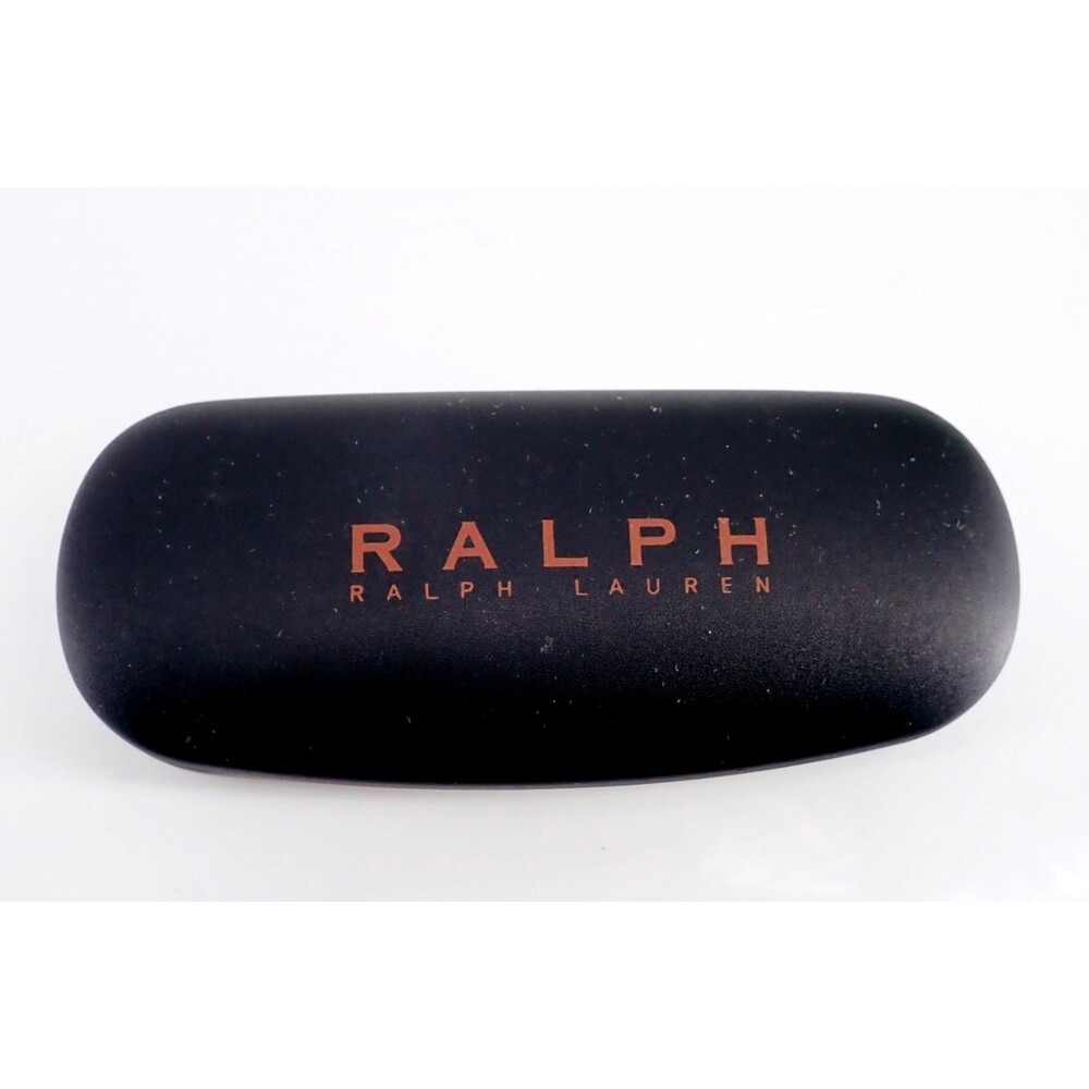 Ralph Lauren Hard Shell Designer Eye Glass Case Black Clam Shell Cloth Lining
